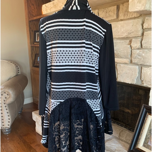 Bali Sweaters Black And White Open Cardigan One Piece Poshmark